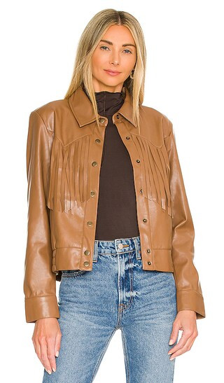 Ryder Fringe Jacket in Saddle Brown | Revolve Clothing (Global)