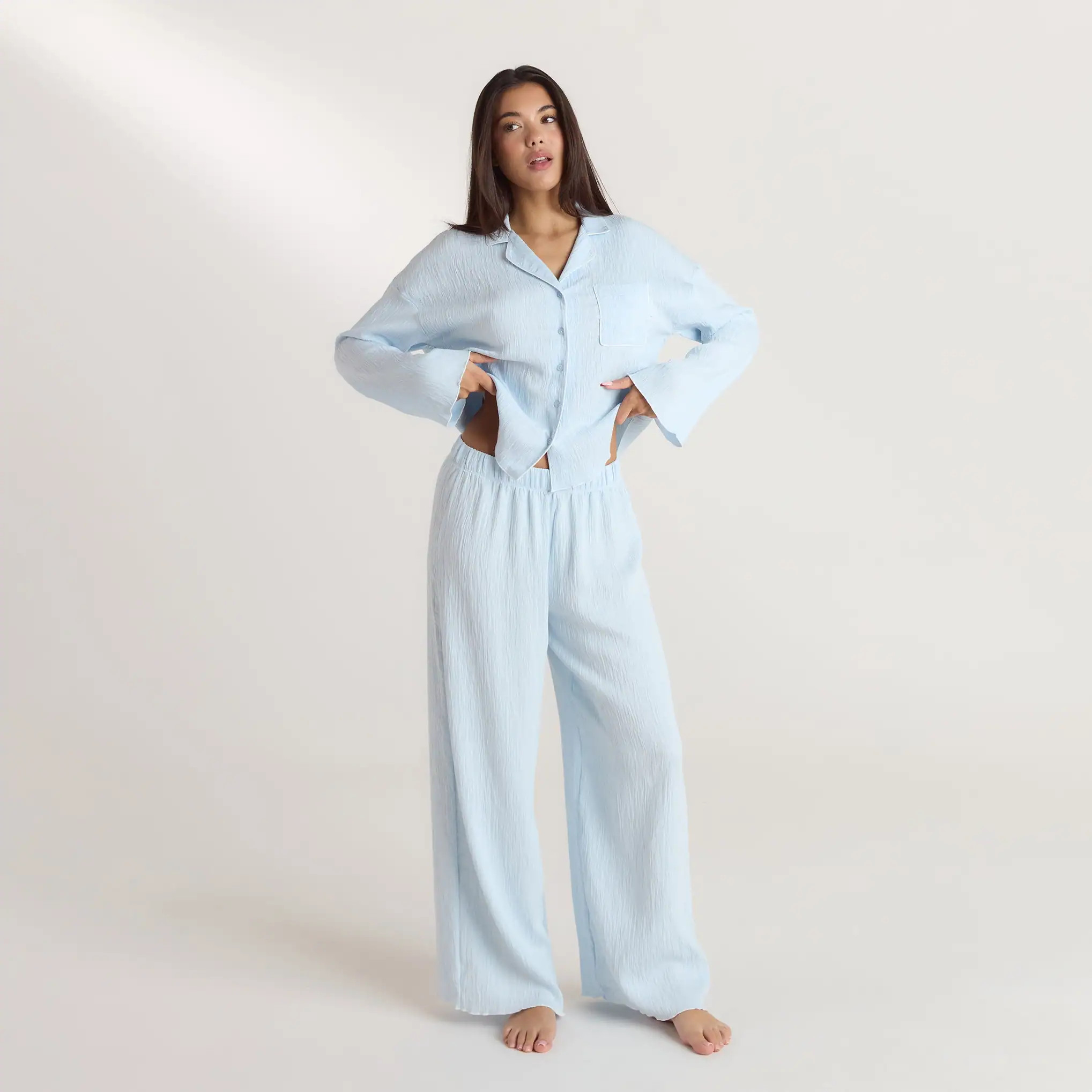 Crinkle Pajama Shirt - Blue | Lounge (US)