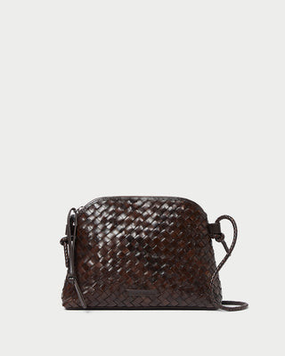 Mallory Chocolate Woven Leather Crossbody | Loeffler Randall