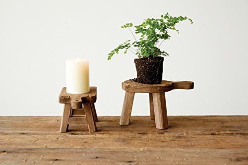 Creative Co-Op Round Wood Pedestal with Handle, Small, Brown | Amazon (US)