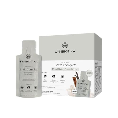 CYMBIOTIKA Liposomal Brain Complex Supplement with Zembrin®, Brain Health, Stress Management, Healthy Aging, Enhanced Absorption, Gluten Free, Soy Free, Plant-Based, 26 x 5 mL Liquid Packets | Amazon (US)