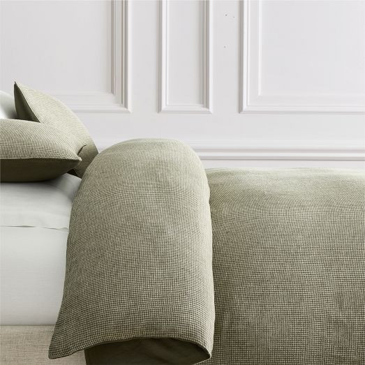 European Flax Linen Mini Waffle Duvet Cover & Shams | West Elm (US)