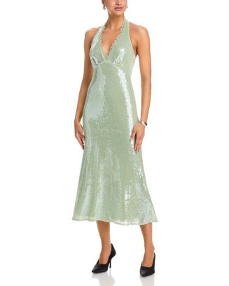 AQUA Sequin Halter Midi Dress - Exclusive | Bloomingdale's Women | Bloomingdale's (US)