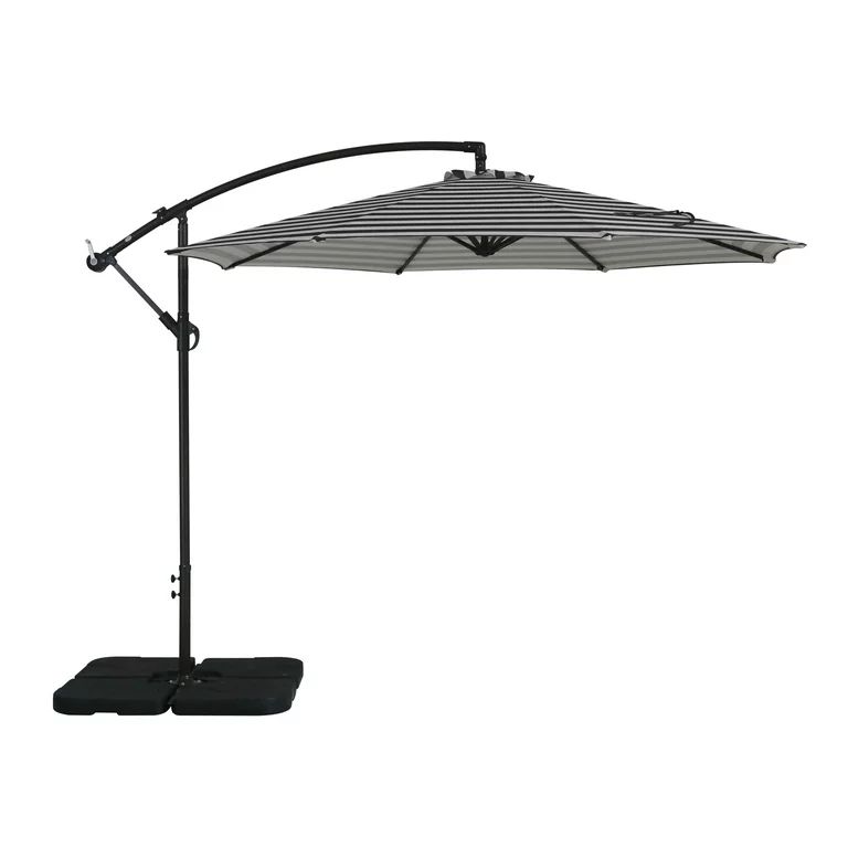 10 Ft Cantilever Umbrella with Base Stand Included for Outdoor Patio, Black/White Stripe | Walmart (US)