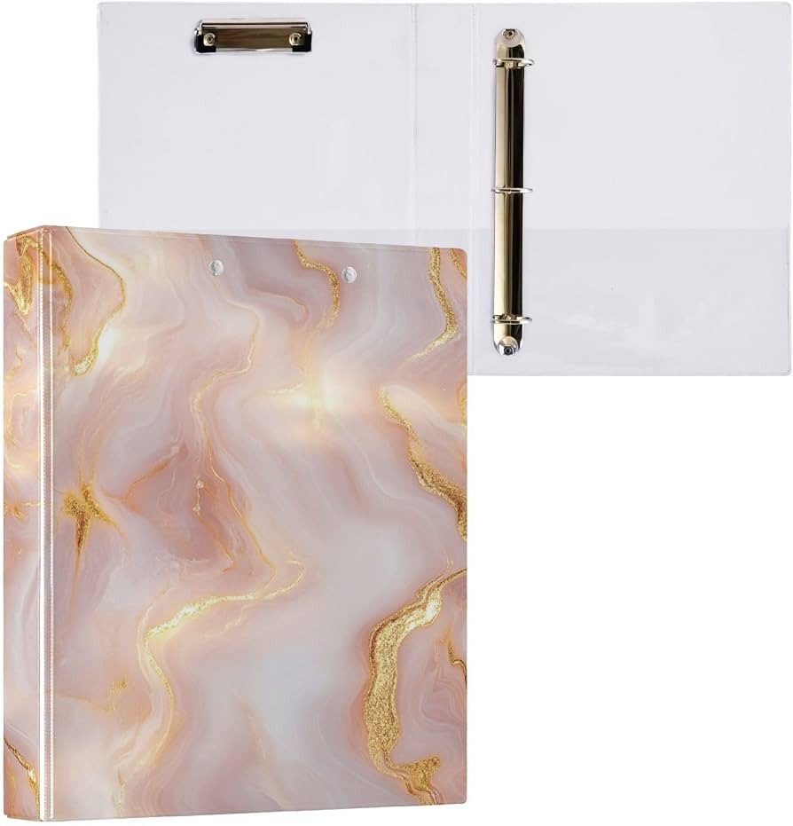 Multicolor Texture Marble Golden 3 Ring Binders 1.5 Inch Round Rings Decorative Binder with Clipb... | Amazon (US)