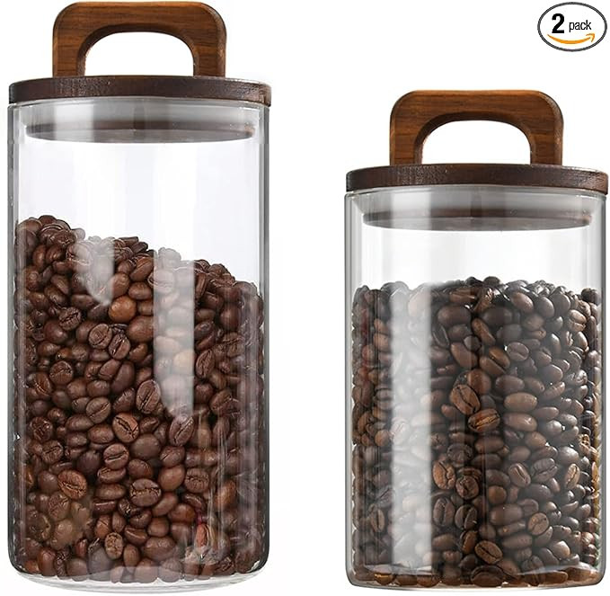 Glass Food Storage Containers, Glass Jar With Lid for Coffee Bean Candy Cookie Noodles Nuts Spice... | Amazon (US)
