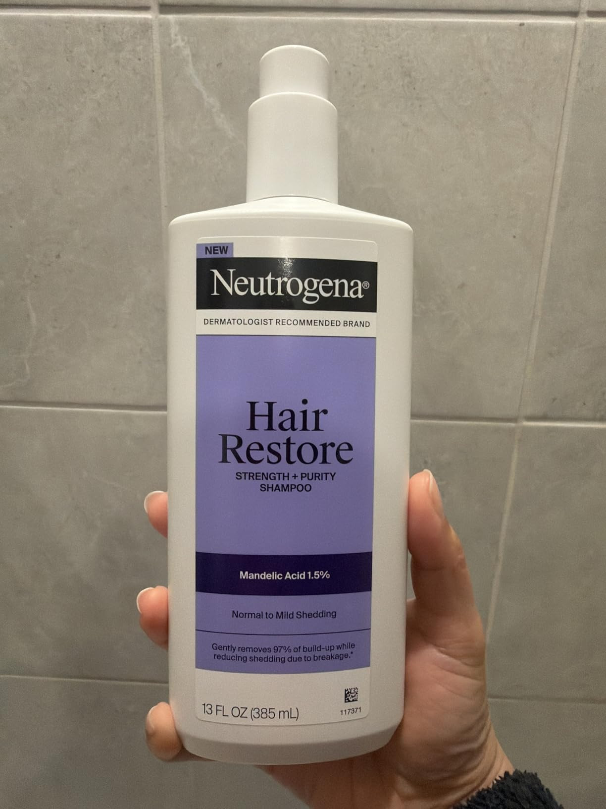 Neutrogena Hair Restore Strength + Purity Shampoo, Exfoliating Hair Wash with 1.5% Mandelic Acid Gently Removes 97% of Buildup & Reduces Shedding due to Breakage, Paraben-Free, 13 fl oz | Amazon (US)