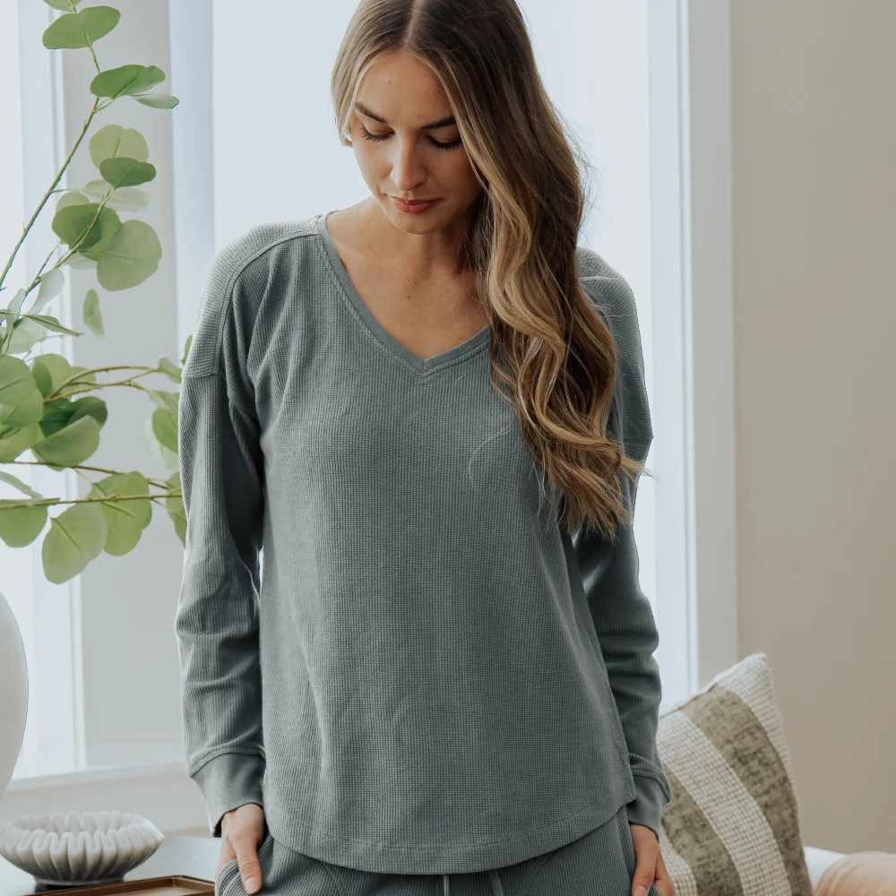 Waffle-Knit Drop Shoulder Long Sleeve | Cariloha