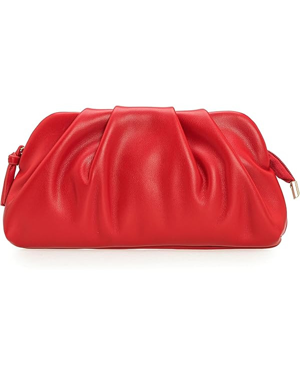 CHARMING TAILOR Chic Soft Vegan Leather Clutch Bag Dressy Pleated PU Evening Purse for Women | Amazon (US)