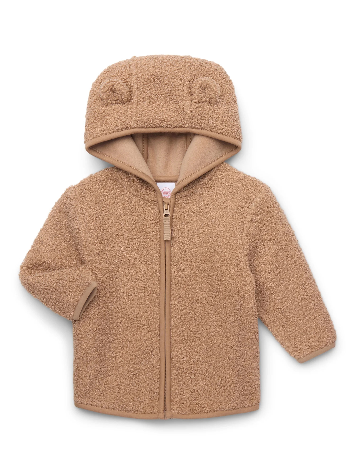 Wonder Nation Baby and Toddler Teddy Fleece Jacket with Hood, Sizes 12M-5T | Walmart (US)