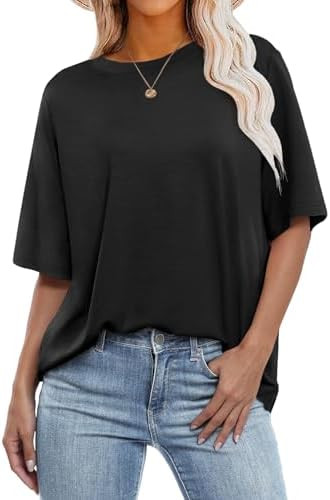ANRABESS Womens Oversized T Shirts Short Sleeve Crewneck Tops Casual Loose Basic Tee Shirts 2026 ... | Amazon (US)