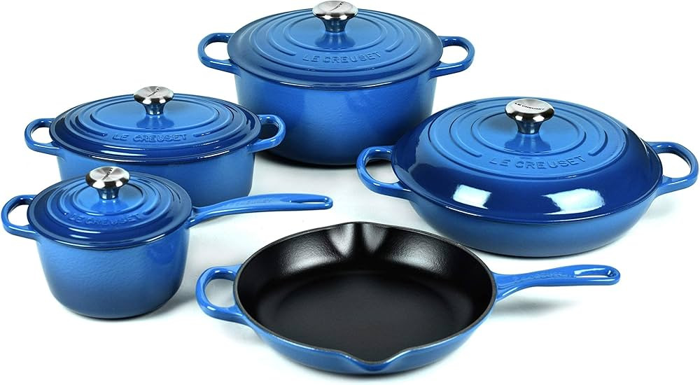 Le Creuset Signature Cast Iron Cookware Set - 9 Piece (Marseille) | Amazon (US)