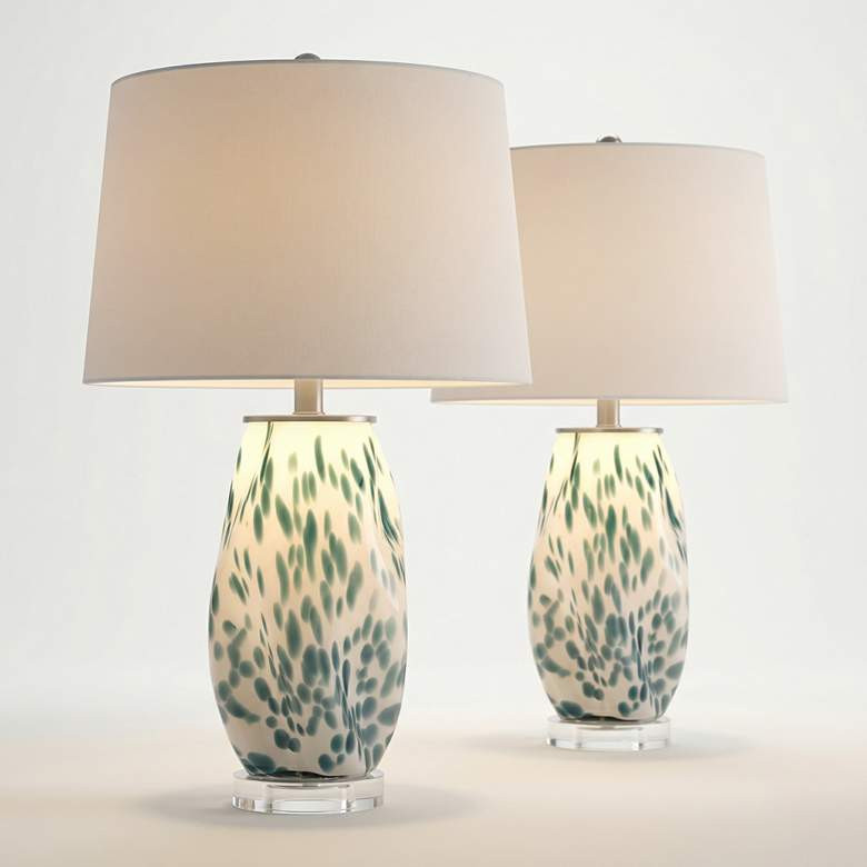 Chelsea 25" High White and Blue Nightlight Table Lamp Set of 2 | Lamps Plus