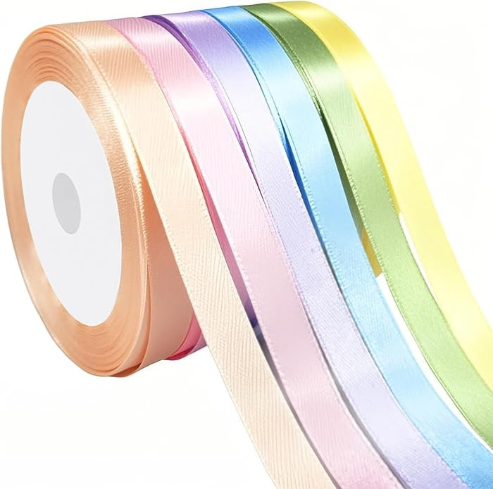 3/8" 6 Colors X 25 Yards Light Rainbow Satin Ribbon,150 Yards Assorted Colors Satin Ribbons for F... | Amazon (US)