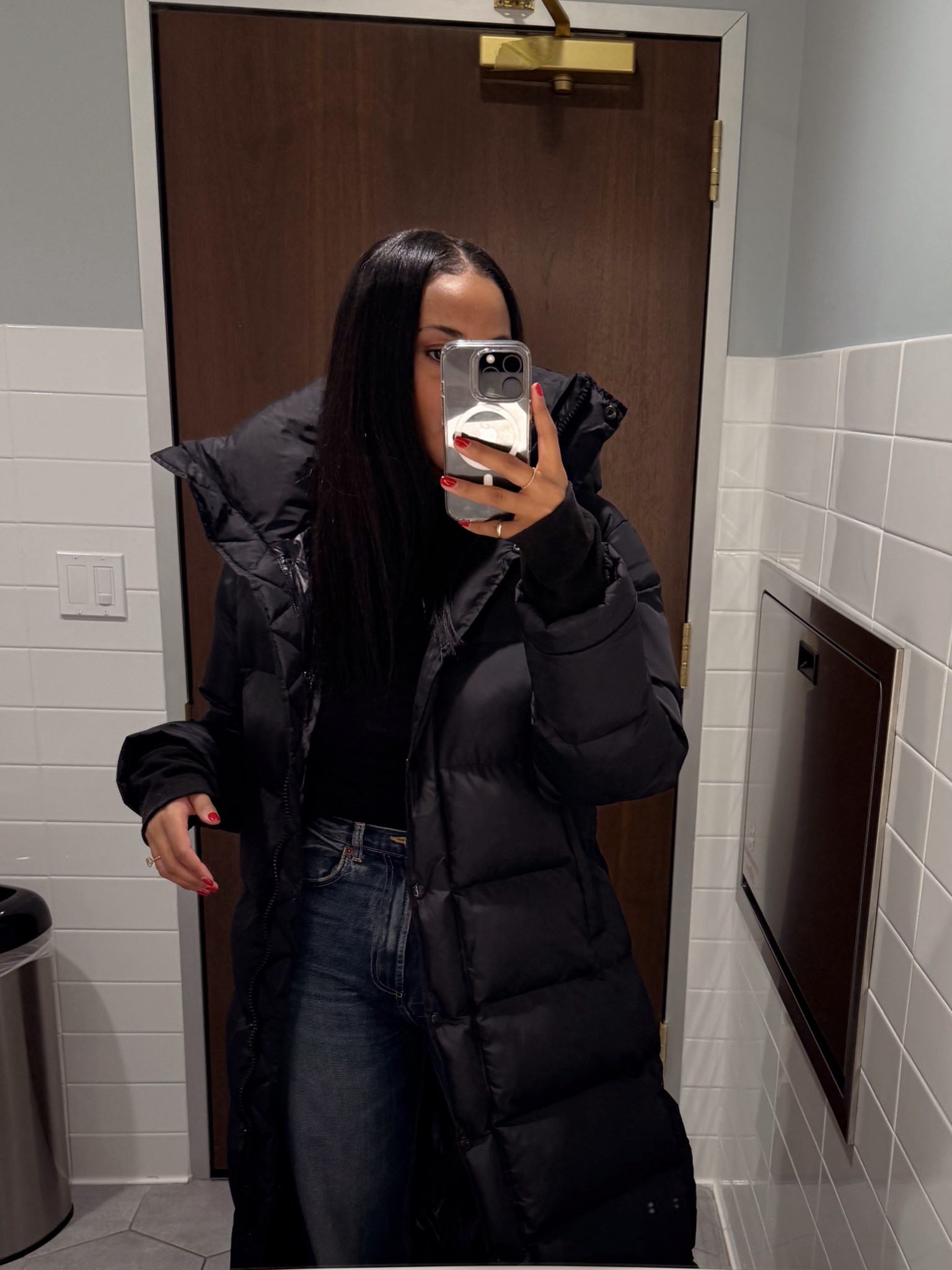 This coat is extremely warm, and comfortable, and long. I got in Black (L)

#LTKMidsize