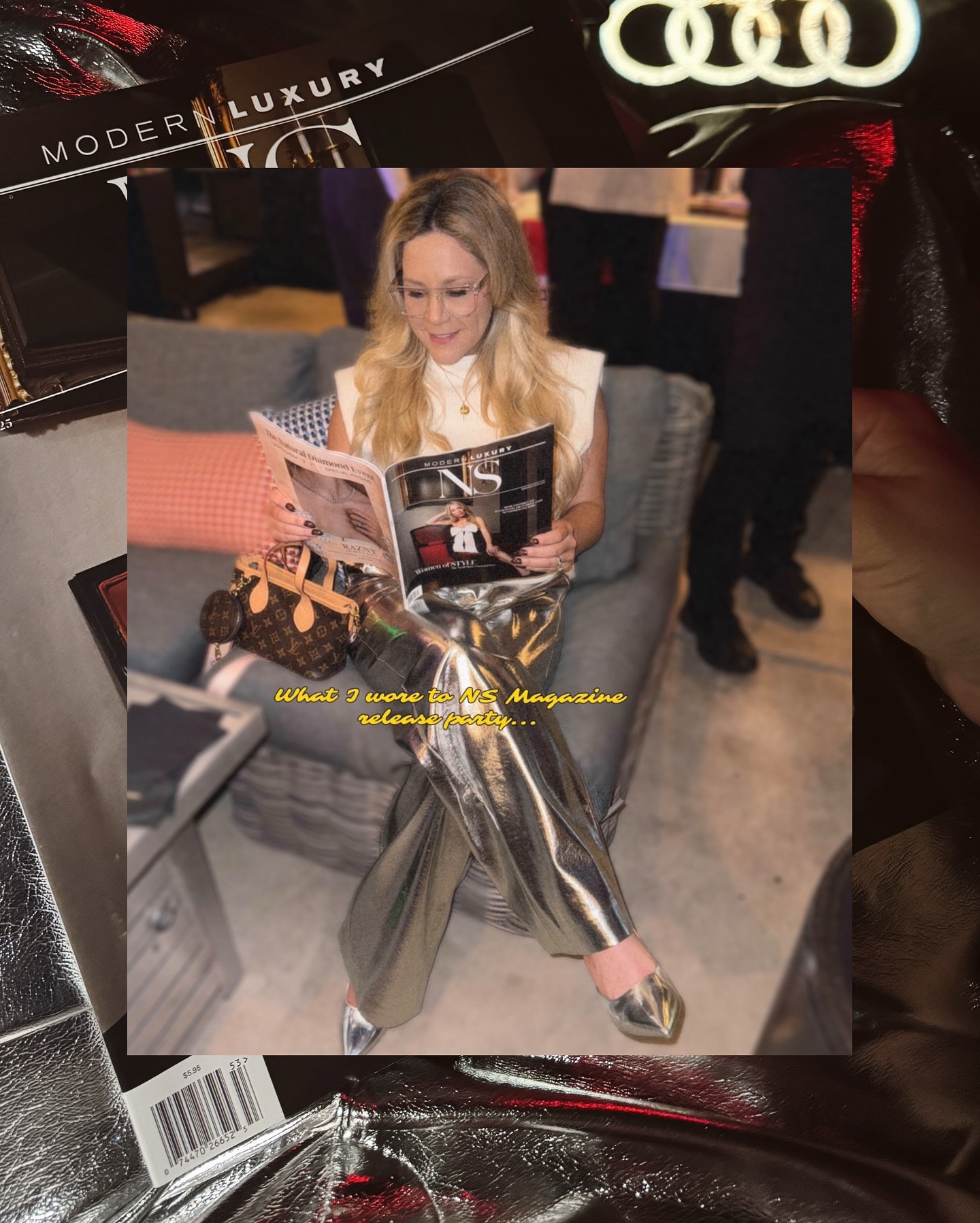 SALE!! My metallic pants are on major sale right now. Metallics are having a major fashion moment this fall and are perfect for the holiday season ✨ 

Size: TTS but do stretch 

Will you try the metallic trend for a fall look? 🪩 

⸻
#ChicagoFashion #ChicagoWeddings #FallWeddingStyle #ChicagoSocialScene #MetallicTrend #ltkstyletip #ltkpetite #ltkparties going out outfit, date night outfitt

#LTKHoliday #LTKSaleAlert #LTKParties