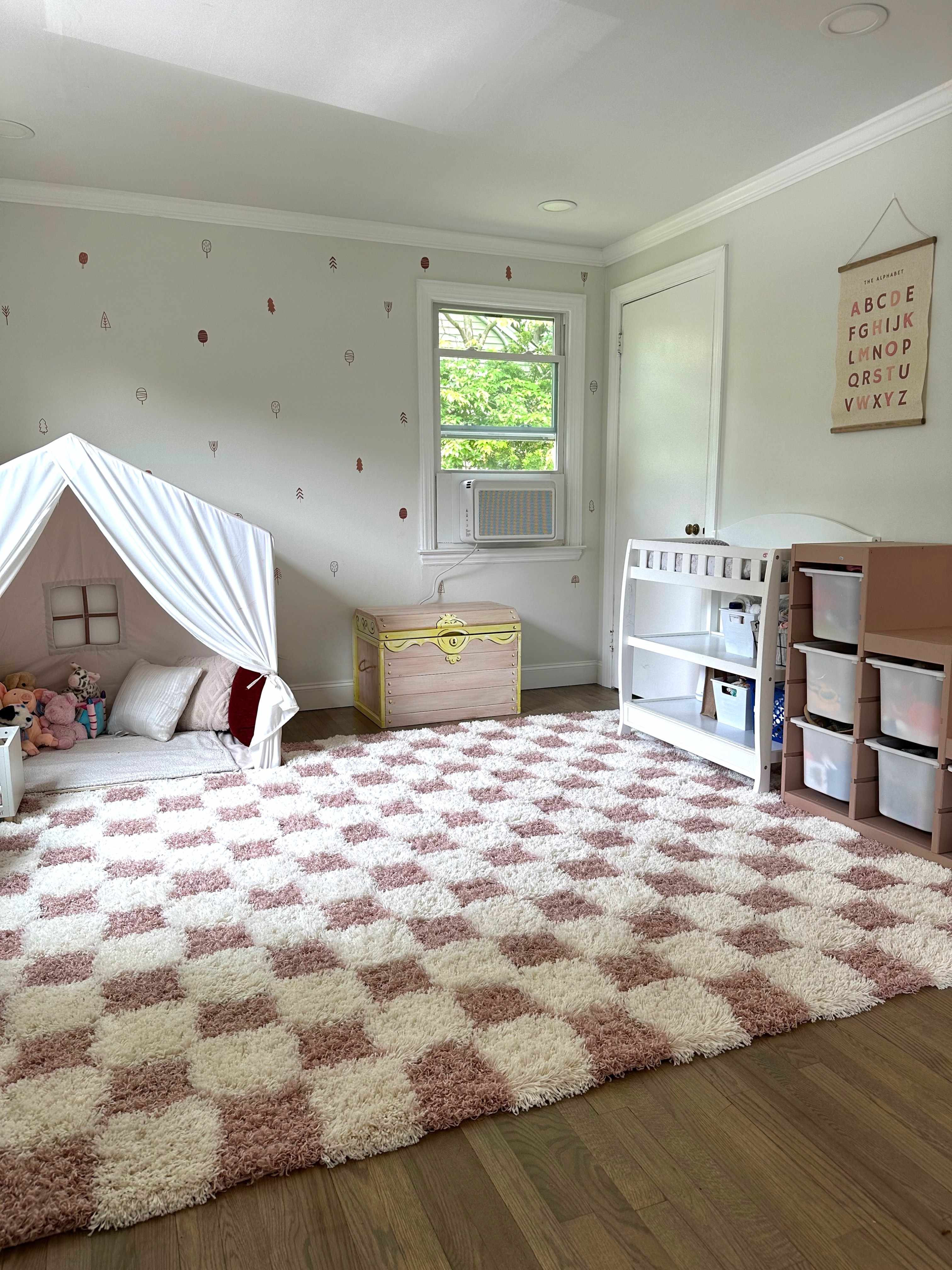 Atira Pink Checkered Shag Rug | Pink Checkered Shag Rug | Boutique Rugs