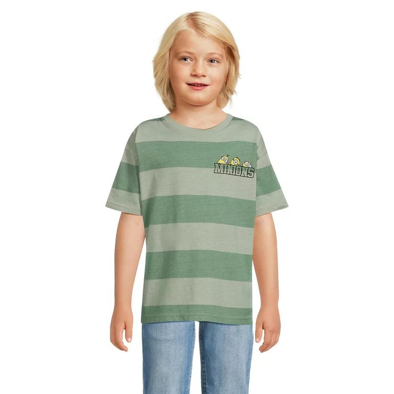 Minions Boys Short Sleeve Striped Graphic T-Shirt, Sizes 4-18 | Walmart (US)
