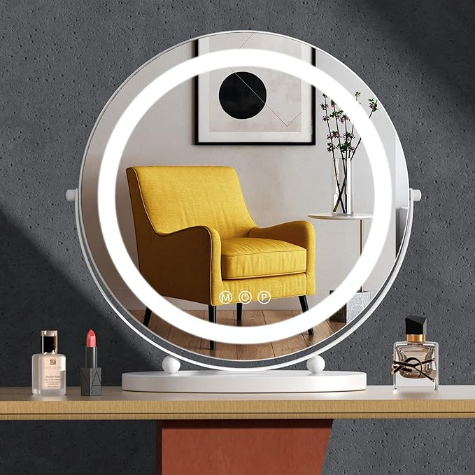 Vanity Mirror with Lights,3 Colors Dimable Lighted Makeup Mirror Vanity Mirror with Lights 360°R... | Amazon (US)