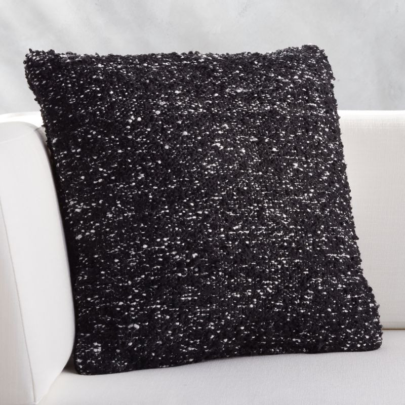 20" Lyon Boucle Black Outdoor Patio Throw Pillow + Reviews | CB2 | CB2