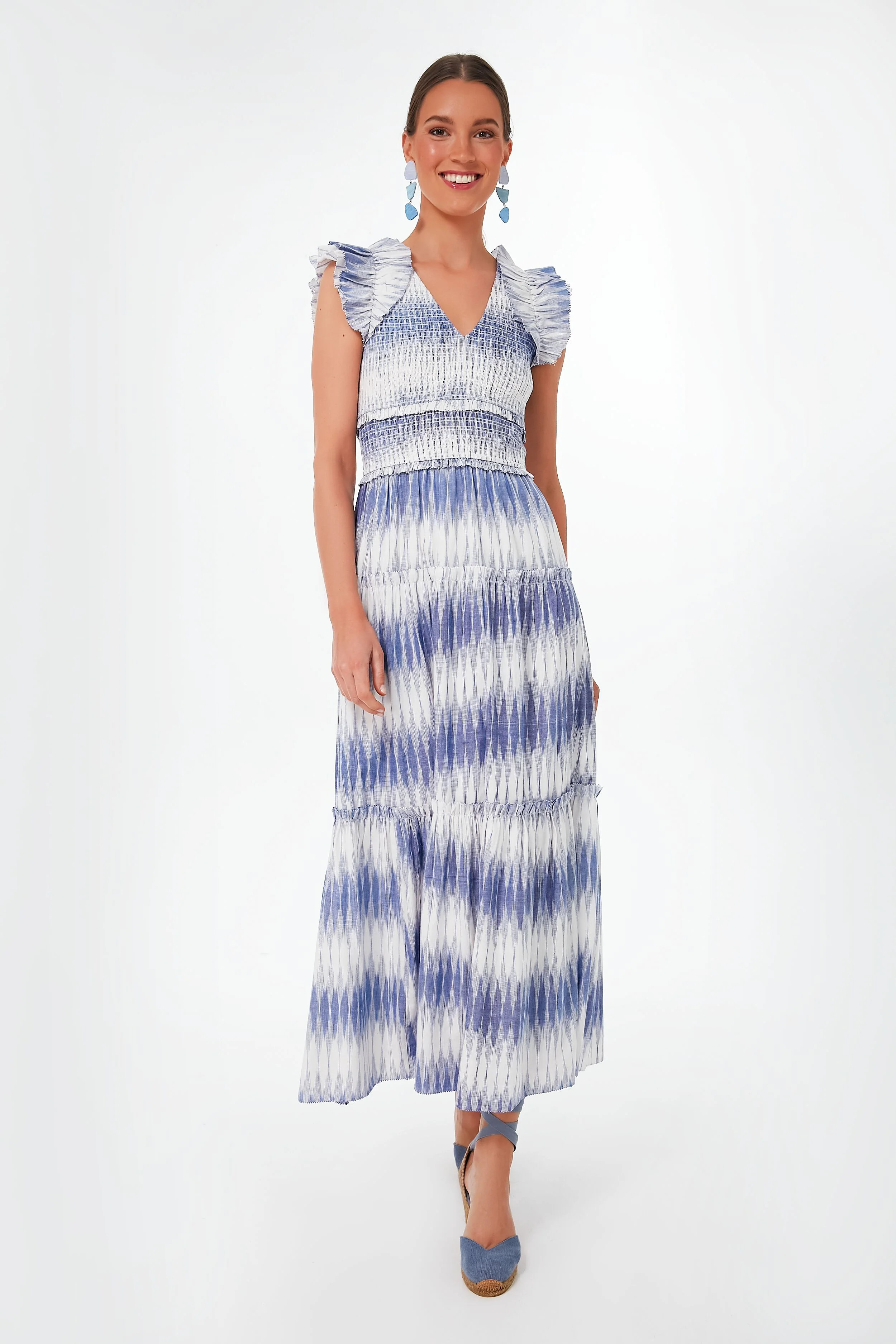 Creme and Blue Kalin Maxi Dress | Tuckernuck (US)