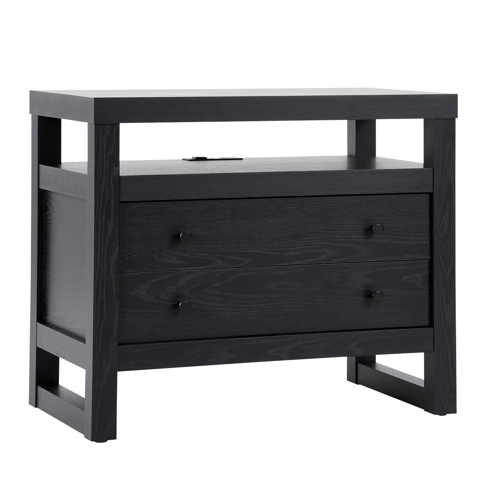 Better Homes & Gardens Ezra 2-Drawer Nightstand, Rich Black Finish | Walmart (US)