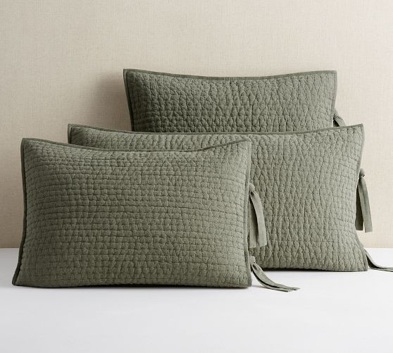 Pick-Stitch Handcrafted Cotton Linen Quilt | Pottery Barn (US)