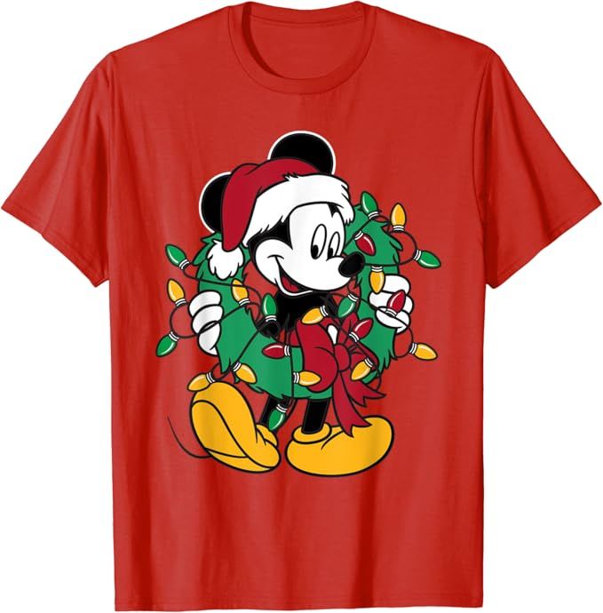 Disney Mickey Mouse Christmas Lights T-Shirt | Amazon (US)