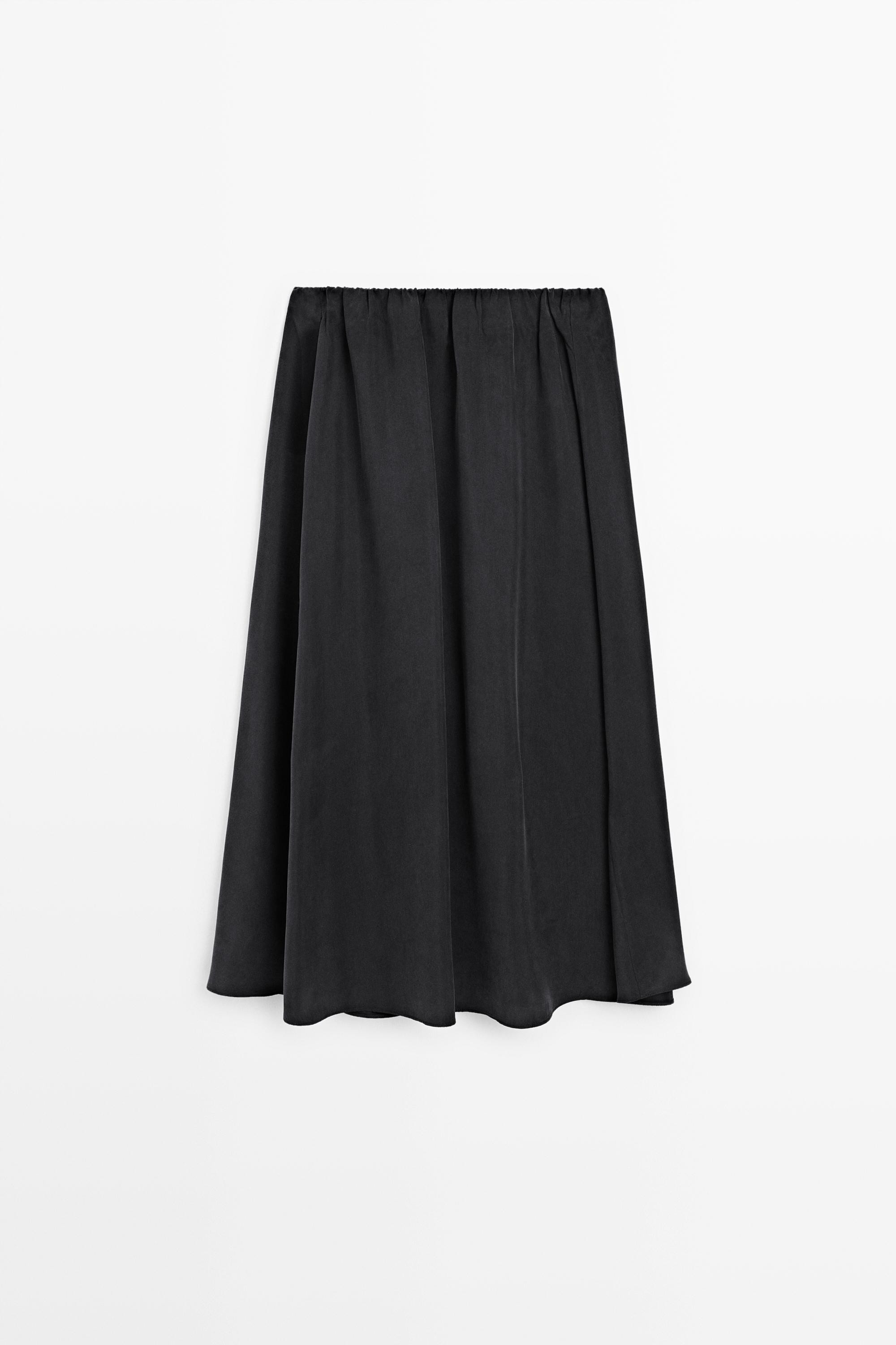Voluminous midi skirt - GREY | Massimo Dutti US