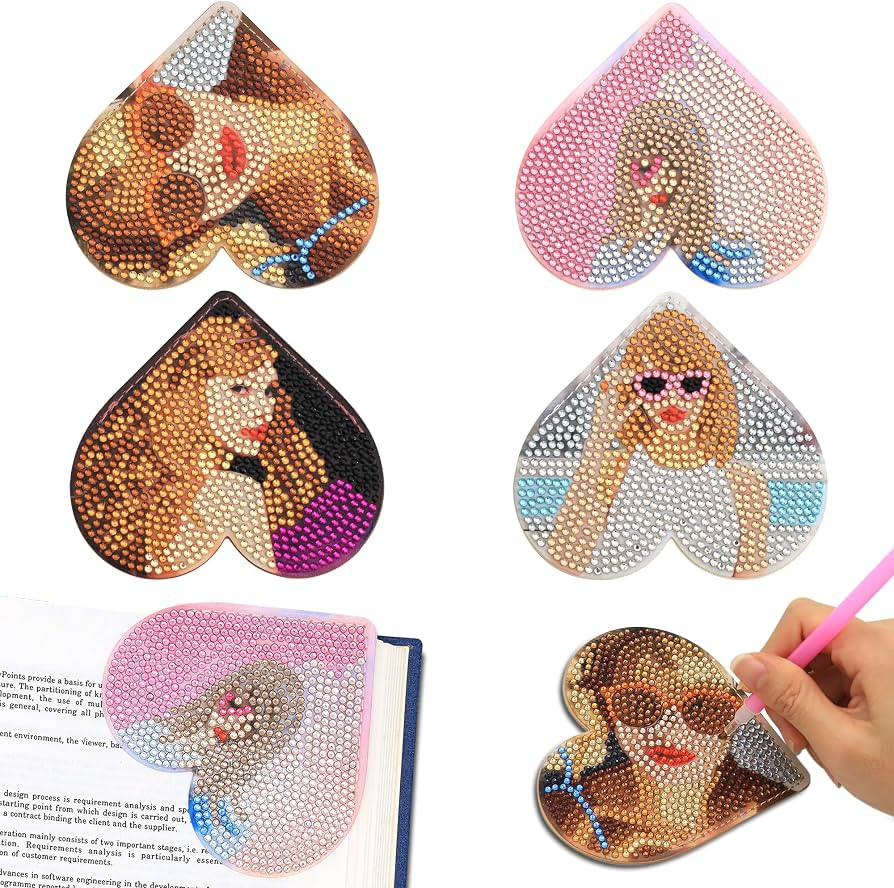 Diamond Art Bookmarks, Taylor Merch, SnugMaker 4 Pcs Cute Bookmarks for Book Lovers, DIY Diamond ... | Amazon (US)