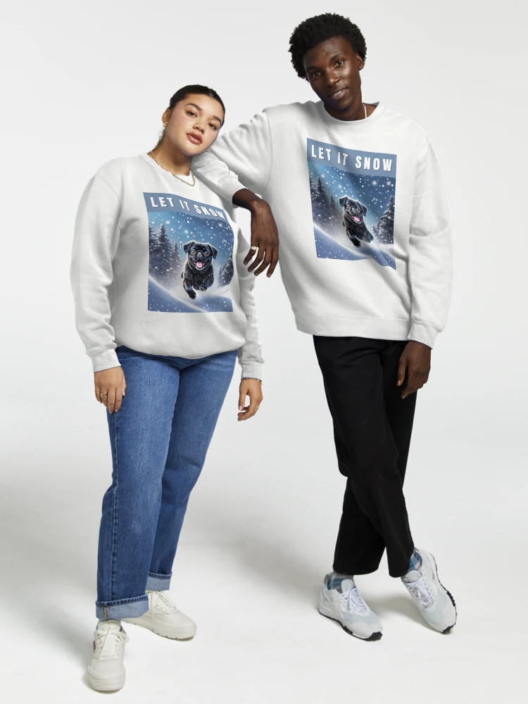 Snow Black Pug - Let it Snow Pullover Sweatshirt | Redbubble (US)