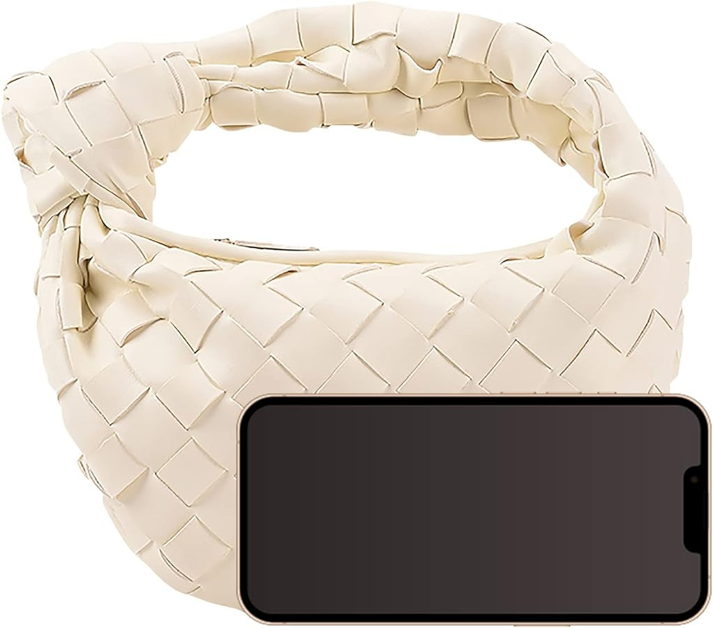 Knoted Woven Handbag for Women Fashion Designer Ladies Hobo Bag Bucket Purse Faux Leather | Amazon (US)