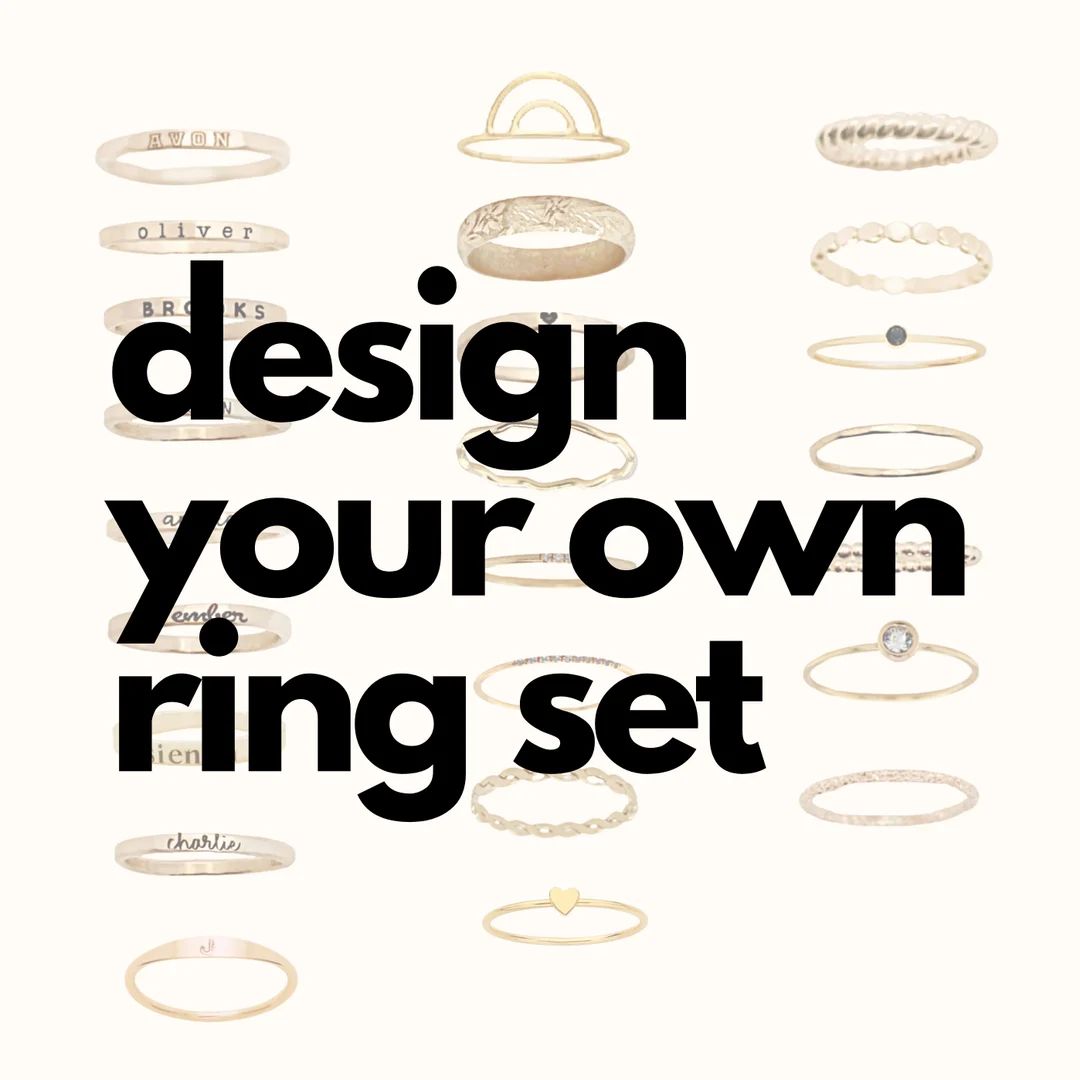 Stacked Name Rings Stackable Rings Design Ring Setpersonalized Mom Gift Stacking Custom Rings Mot... | Etsy (US)