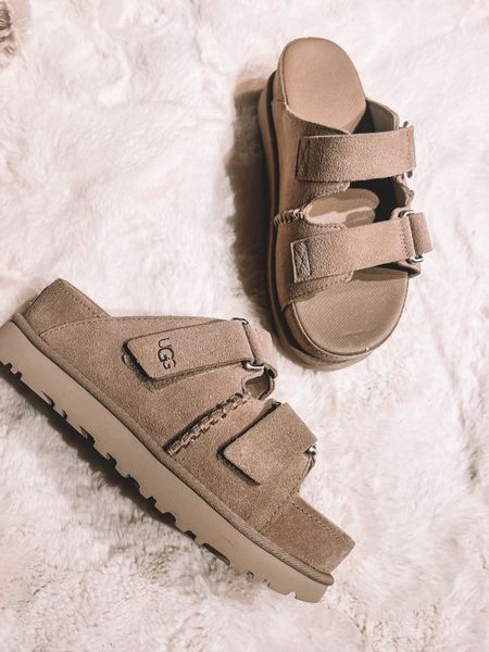 These Ugg Goldenstar Hi slide sandals are the most comfortable shoes that I have ever worn. They legit feel like you are standing on a cloud. The straps are adjustable, so it will be a perfect fit for your foot. These are made with the softest suede that I have ever felt!
I’m betting that these are going to be the summer version of the Tazz…. Will sell out FAST.
Sandals, platforms, platform sandals, Uggs, spring outfits

#LTKSeasonal #LTKshoecrush #LTKFestival