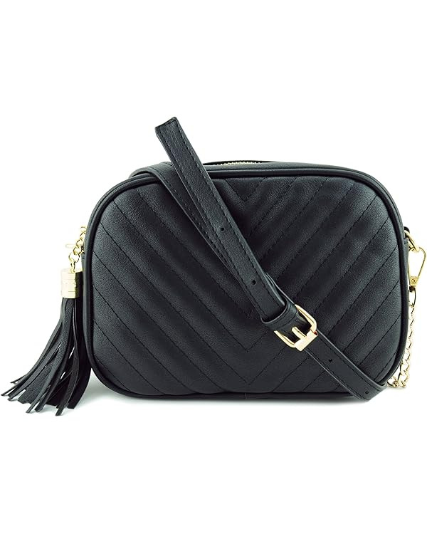 Simple Shoulder Crossbody Bag With Metal Chain Strap And Tassel Top Zipper | Amazon (US)