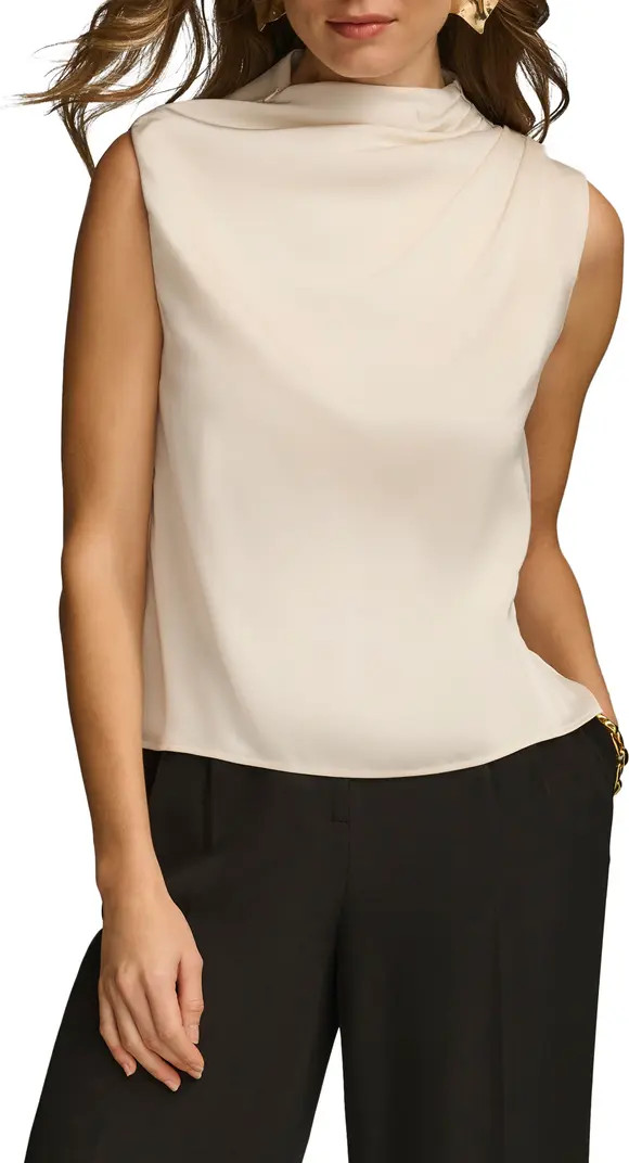 Draped Sleeveless Matte Satin Top | Nordstrom