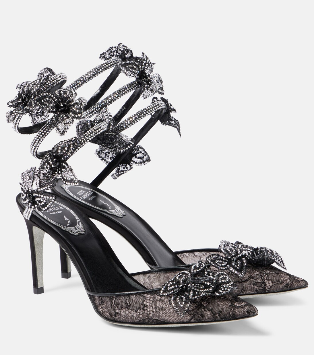 Floriane 80 embellished lace and leather pumps | Mytheresa (US/CA)