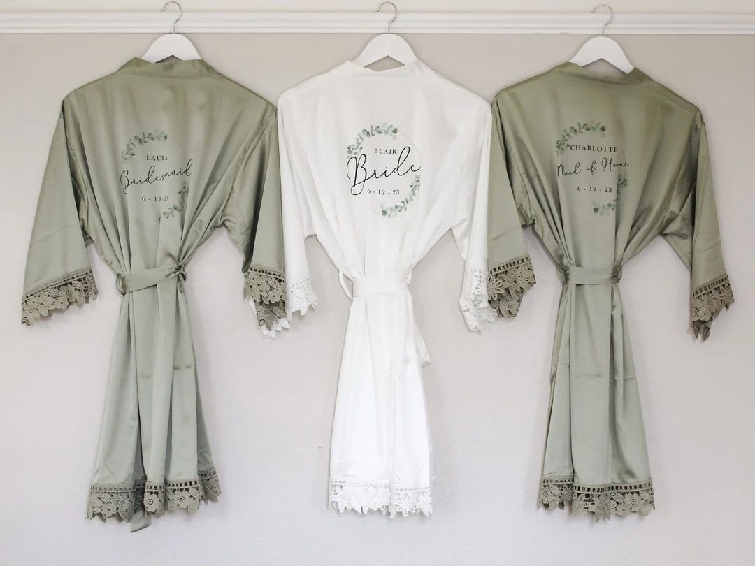 Bridesmaid Robes, Sage Green Personalised Robes, Bridesmaid Proposal, Wedding Dressing Gown, Brid... | Etsy (US)