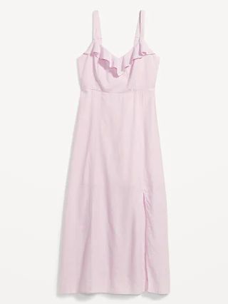 Fit &#x26; Flare Linen-Blend Ruffle-Trimmed Maxi Cami Dress for Women | Old Navy (US)