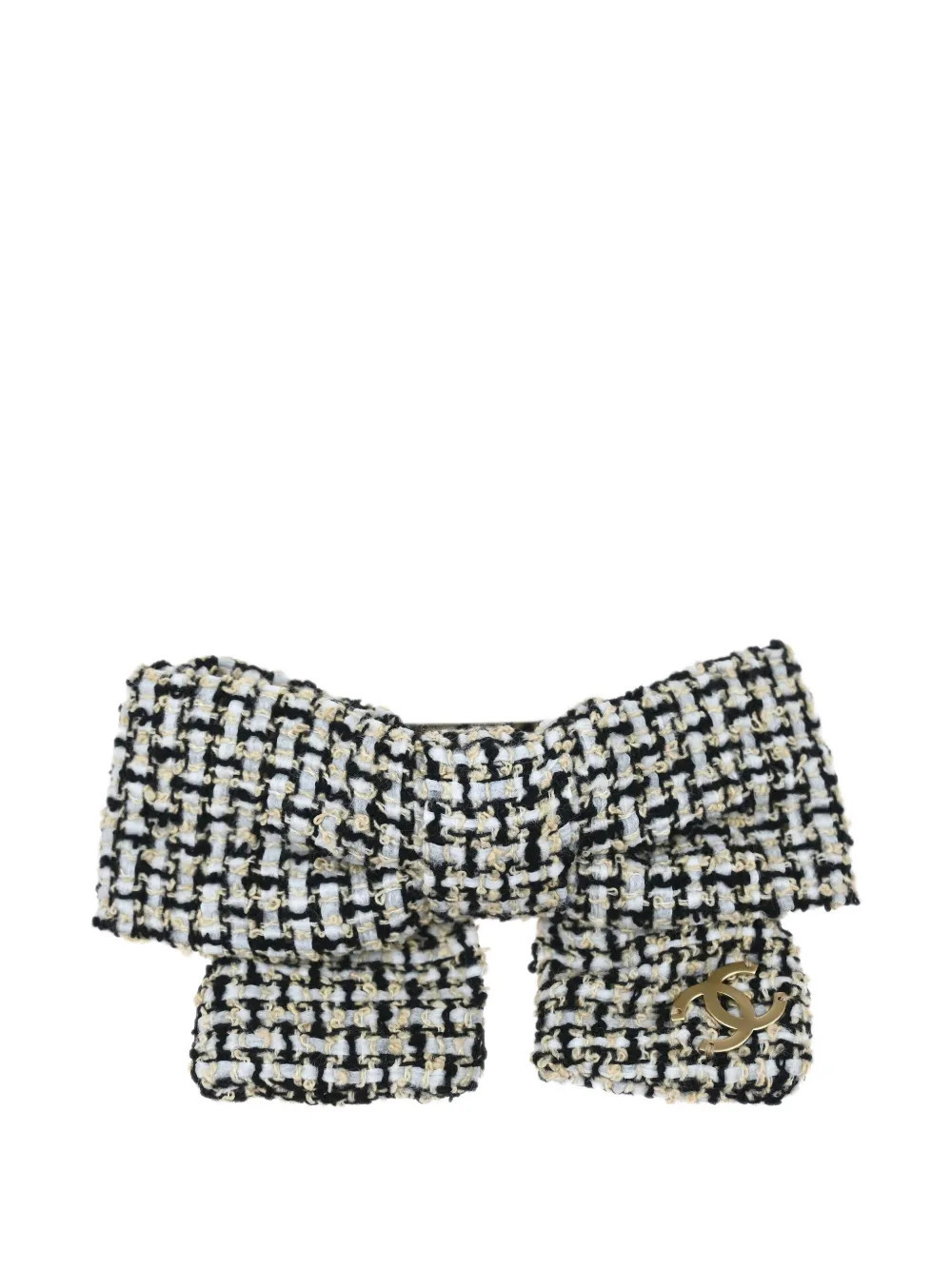 CHANEL Pre-Owned 2014 tweed hairclip - White | Farfetch Global