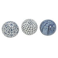 Galt International Blue & White Floral Chinoiserie Ceramic Ball (Set of 3) Style 2 | Decorative Ball | Amazon (US)