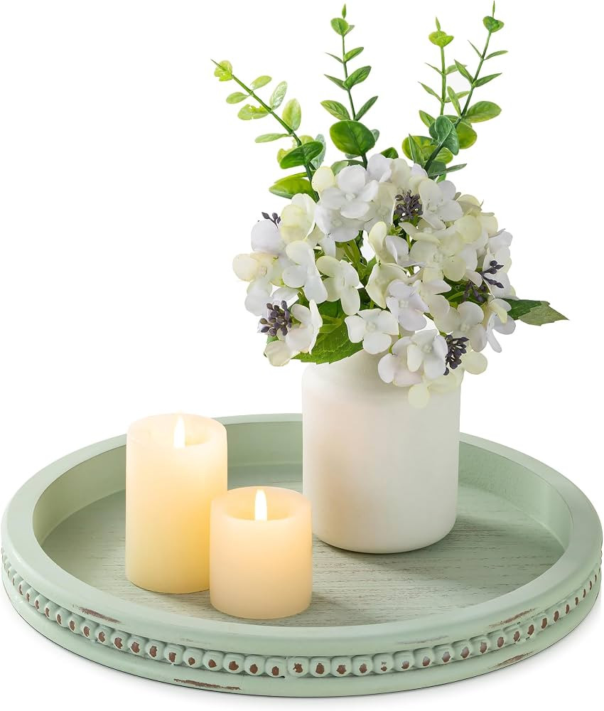 Hanobe Sage Green Decor Tray, Beaded Edge & Distressed Finish | Amazon (US)