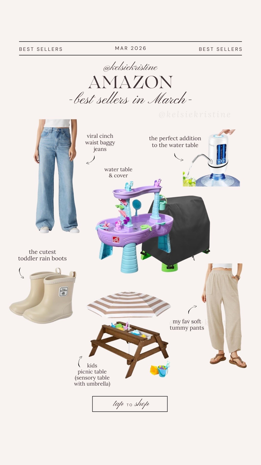 Amazon best sellers from March! Lots of repeats which means they are fan favorites! Water table / toddler table / toddler rain boots / soft tummy pants / cinch jeans / mom jeans 

#LTKSeasonal #LTKMidsize #LTKKids