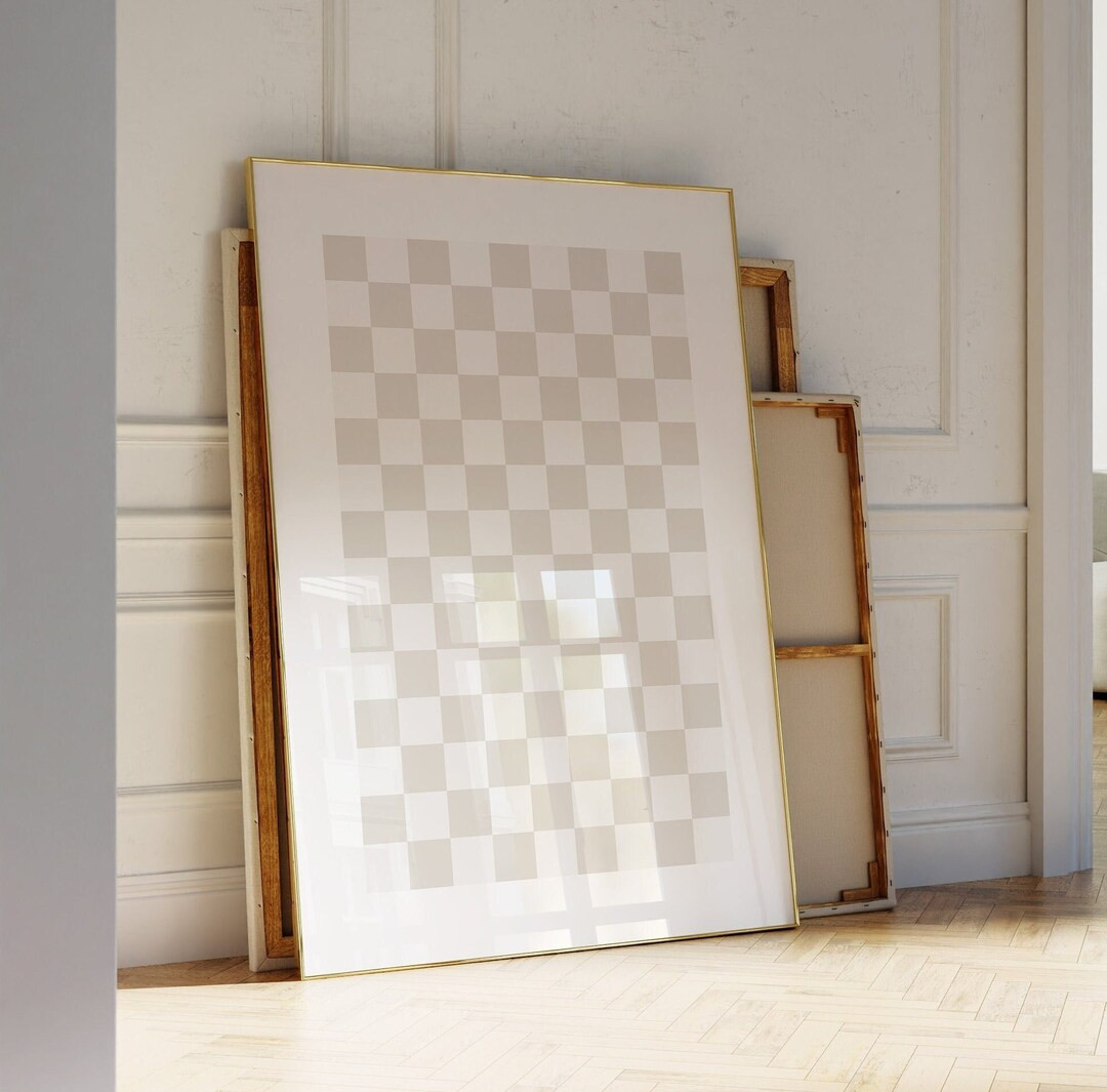 CHECKERED Trendy Wall Art Aesthetic Room Decor Neutral - Etsy | Etsy (US)