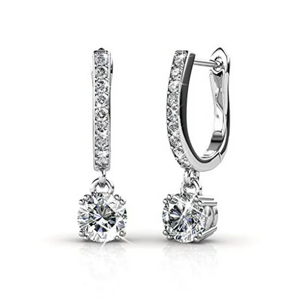 Cate & Chloe McKenzie 18k White Gold Plated Dangling Earrings with Swarovski Crystals, Solitaire ... | Walmart (US)