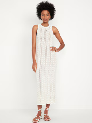 Sleeveless Pointelle-Knit Midi Dress | Old Navy (US)