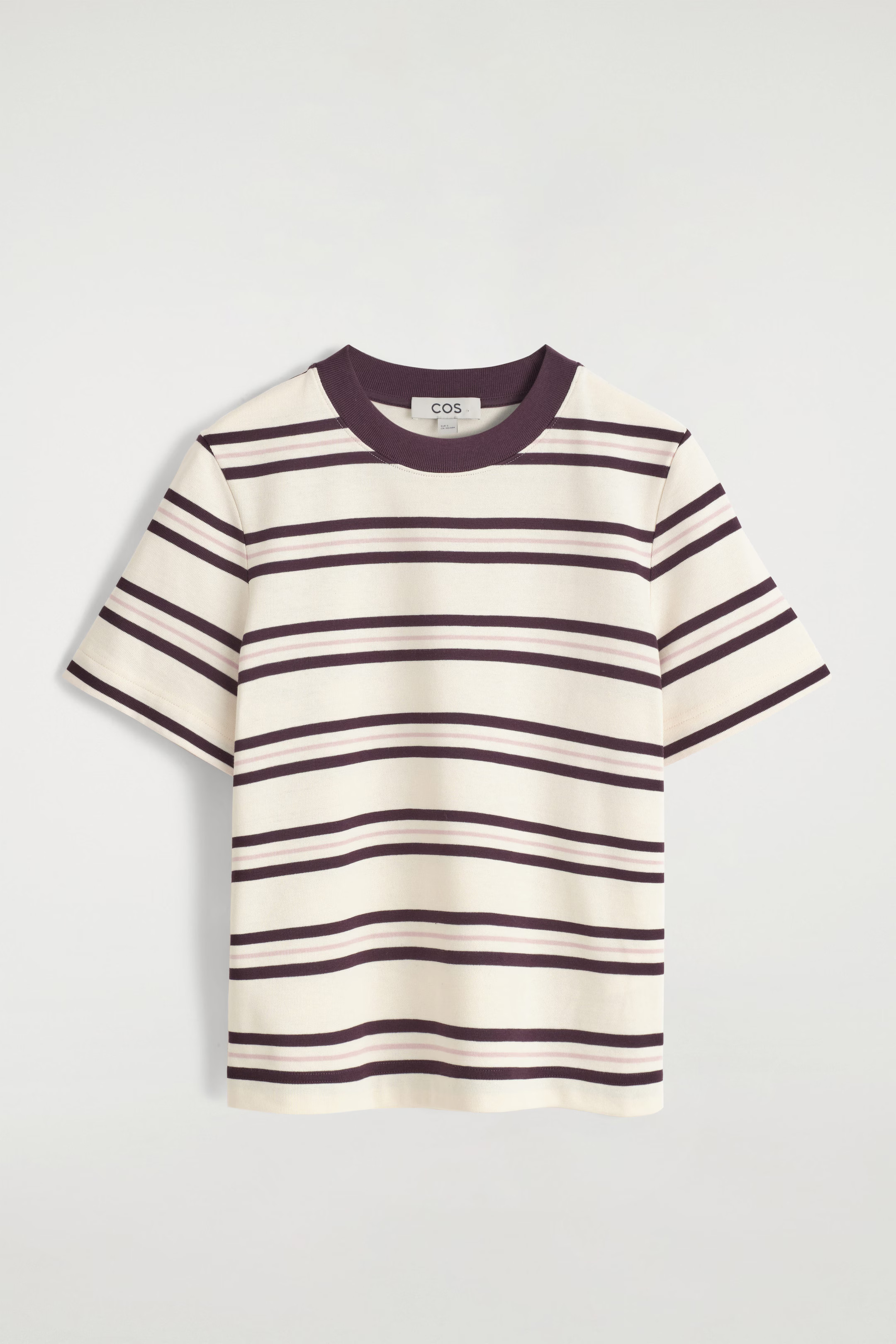 CLEAN CUT REGULAR T-SHIRT - WHITE / BURGUNDY / STRIPED | COS | COS UK