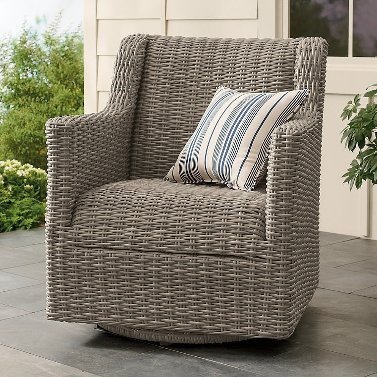 Montville Wicker Swivel Outdoor Glider Outdoor Chair - Grey - Grandin Road | Grandin Road