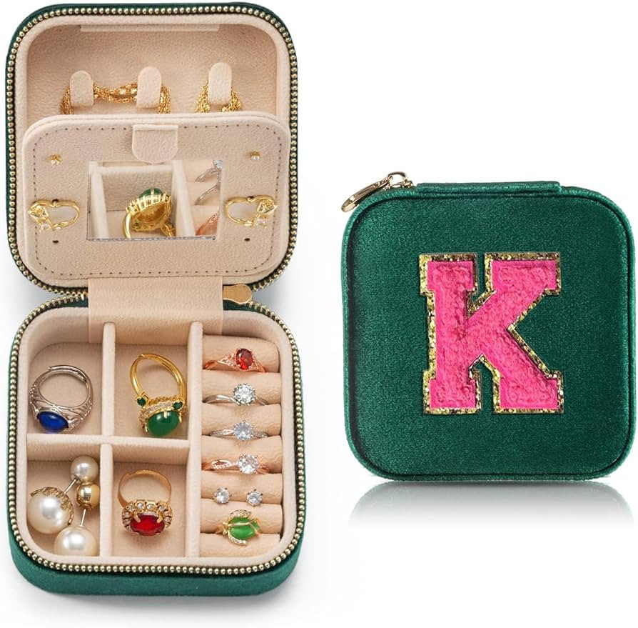 Personalized Velvet Travel Jewelry Case Box For Women Ring Necklace Earring Holder Organizer with... | Amazon (US)