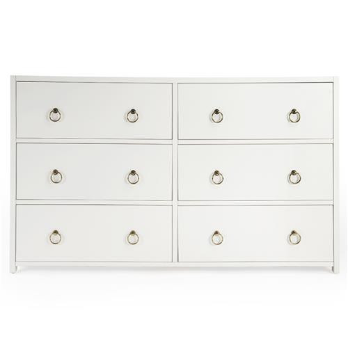 Allura French Country White Pine Wood 6 Drawer Double Dresser | Kathy Kuo Home